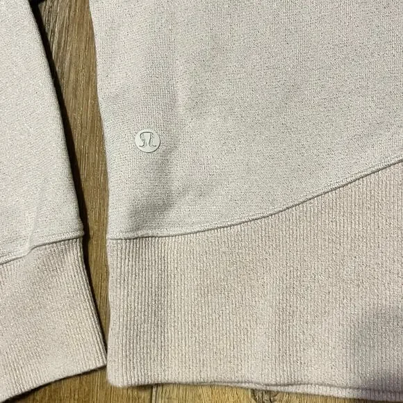 Lululemon Loungeful Cropped Hoodie Spark Bone/Beige Sz 6 Gold Shimmer W3GE3S - Picture 6 of 7